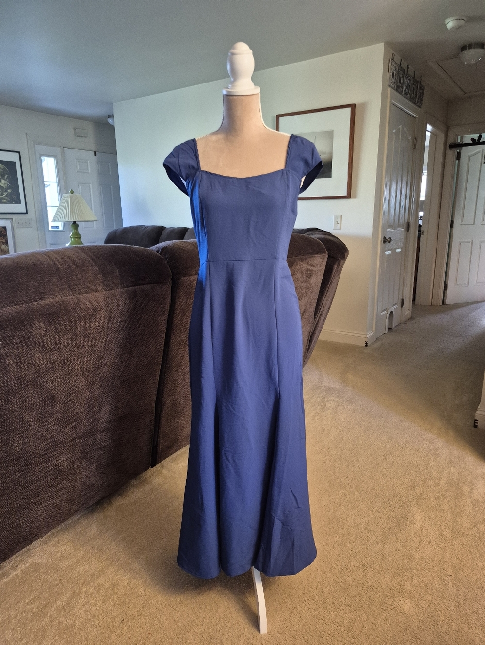 Jessica Simpson Classic Square-Neck Blue Dress Size XS, Fit And Flare